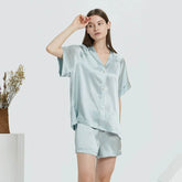 Silk Pajamas - V Neck Short Sleeve Sleepwear Set - LANI SILK