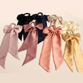 Silk Scrunchies - Ribbon & Skinny Set Hair With Bow Elastic - LANI SILK