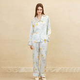 Silk Pajamas - Elegant 100% Mulberry Silk Daisy Print Set - LANI SILK