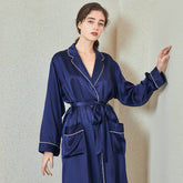 Silk Robes – Classic Long Robe with Pocket & Trim - LANI SILK