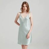 Silk Nightgown - Sleeveless Lace Retro Sexy Sleepwear 2025 - LANI SILK