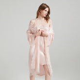 Silk Robes - Robe Lace Trim Sleepwear Loungewear - LANI SILK