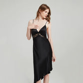 Silk Nightgown - Spaghetti Straps Lace Hollow Sleepwear - LANI SILK