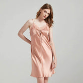 Silk Nightgown - Sleeveless Lace Embroidery Elegant - LANI SILK