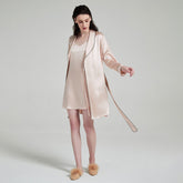 Silk Robes – Elegant Trimmed Robe with Sling Dress