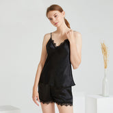 Silk Camisole Sets – Lace Trim Sleepwear with French Flair