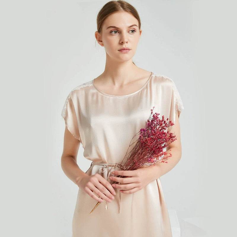 Silk Nightgown - Elegant O Neck Simple & Sexy Sling 2025 - LANI SILK 