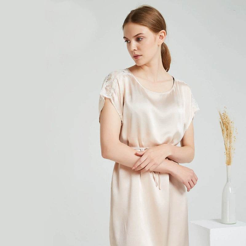 Silk Nightgown - Elegant O Neck Simple & Sexy Sling 2025 - LANI SILK 