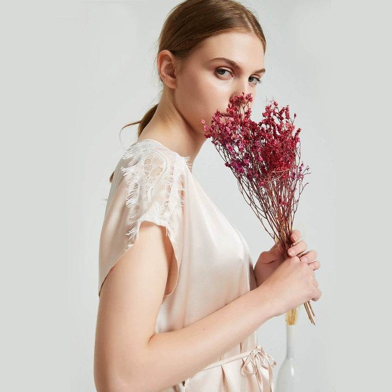 Silk Nightgown - Elegant O Neck Simple & Sexy Sling 2025 - LANI SILK 