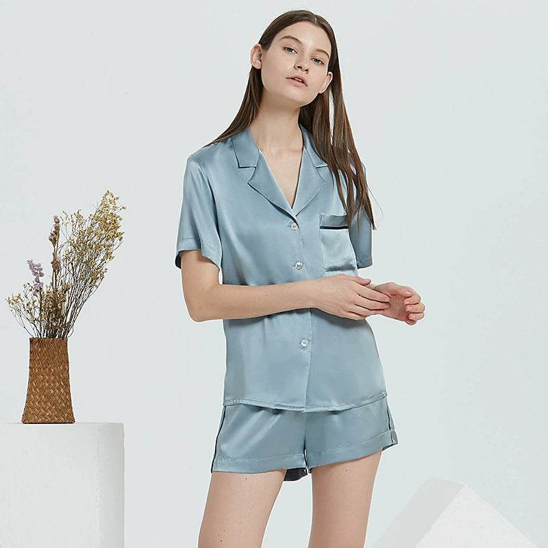 Silk Pajama – 100% Mulberry Silk, Short Sleeve, Luxury Loungewear - LANI SILK 