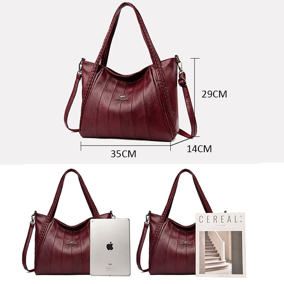 Tote Bag Soft Leather Luxury Casual Ladies Large Shoulder Crossbody