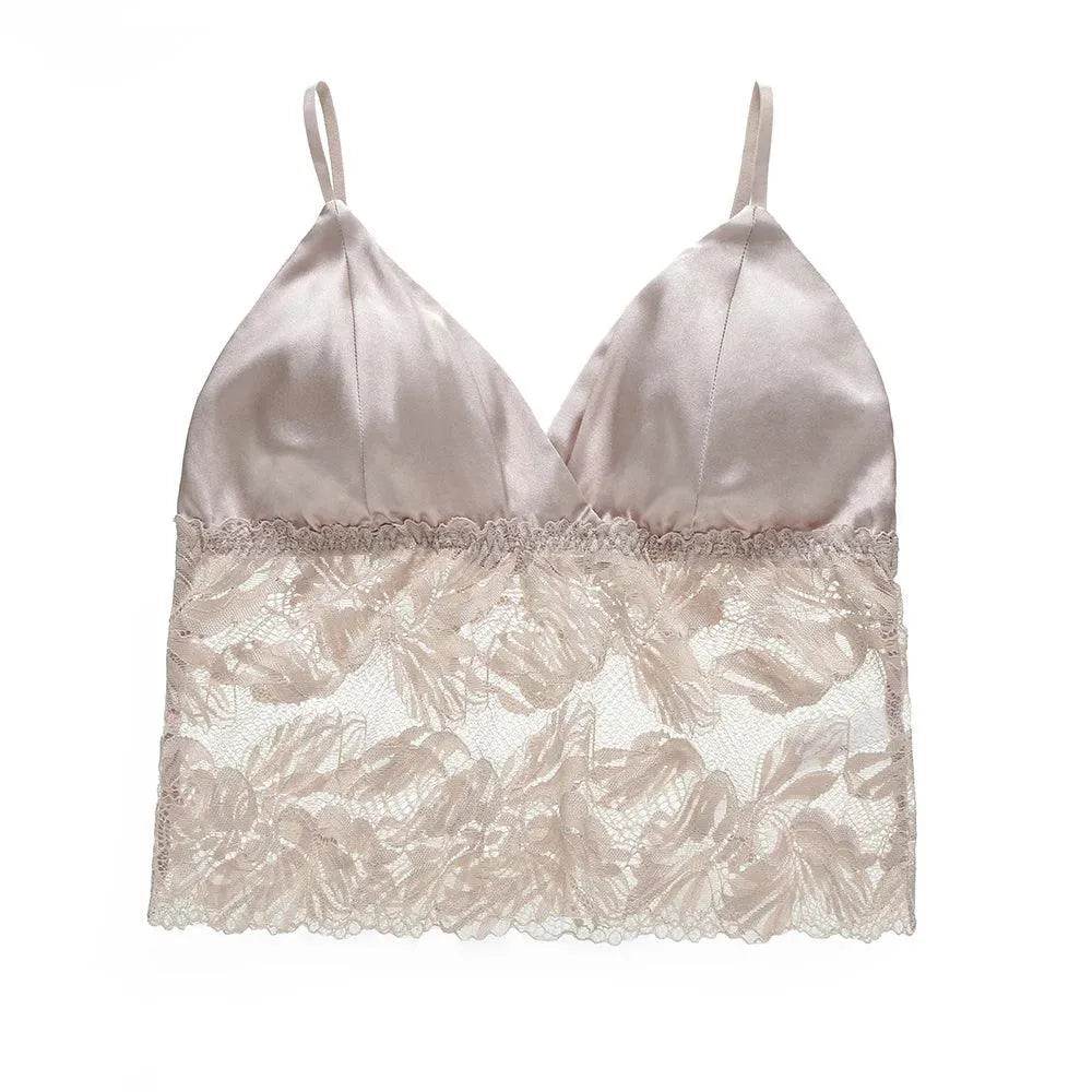 Silk Bra - Wire Free Cups Natural Lace Underwear - LANI SILK 