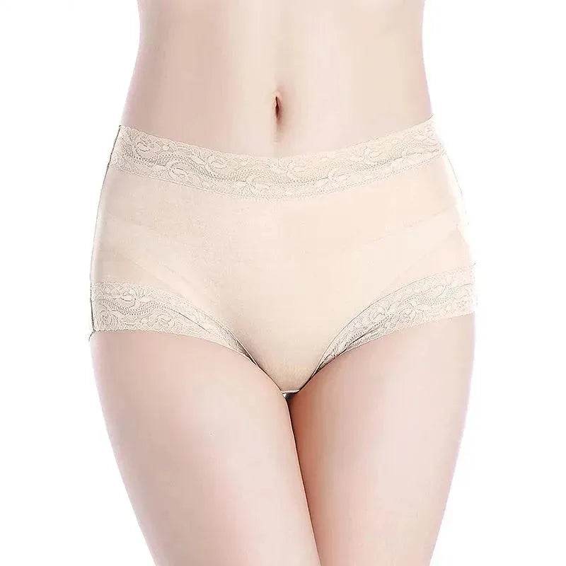 Silk Panties - Natural High Waist Lace Plus Transparent Underwear - LANI SILK 