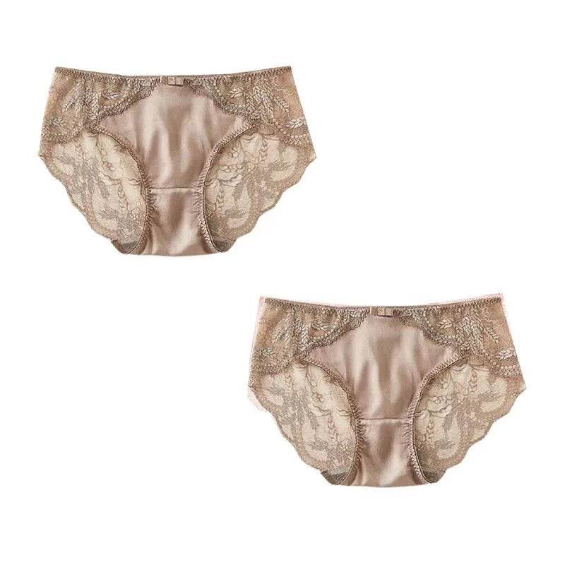 Silk Panties - 100% Natural Silk Lining Sexy Lace Briefs - LANI SILK 