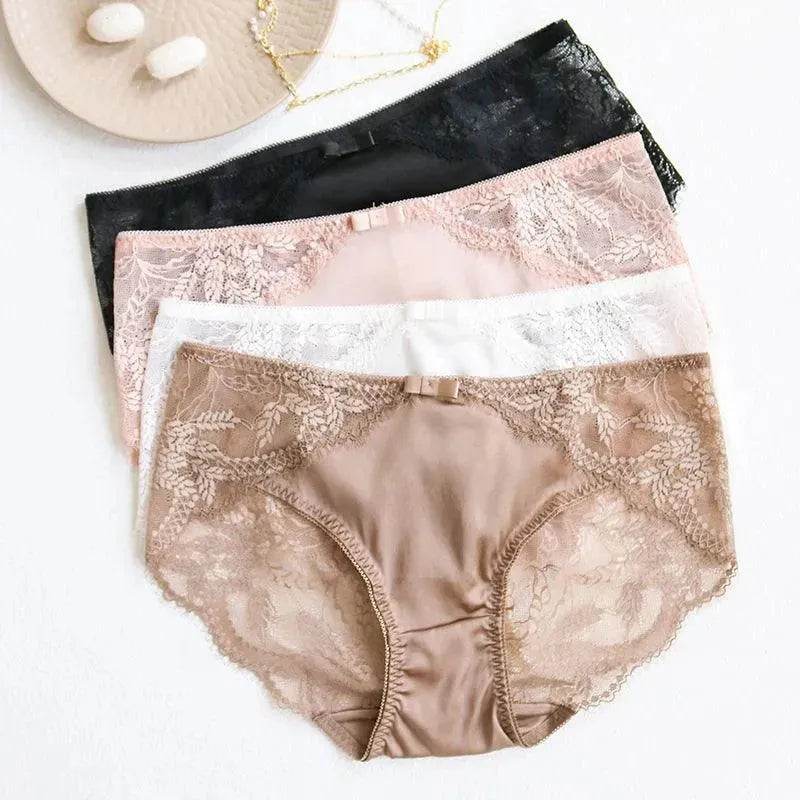 Silk Panties - 100% Natural Silk Lining Sexy Lace Briefs - LANI SILK 