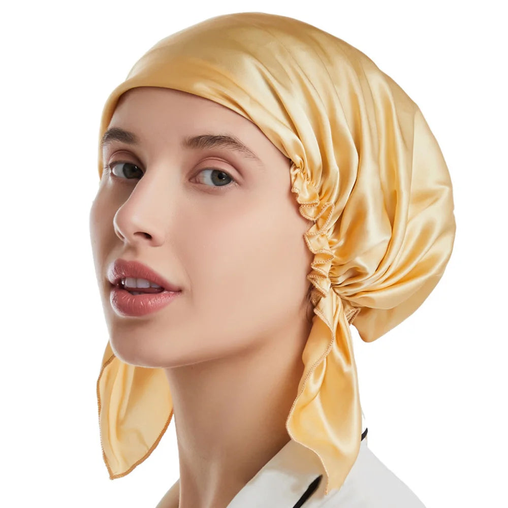 Silk Bonnets Sleeping Cap Hair Care With Elastic Stay Head Soft