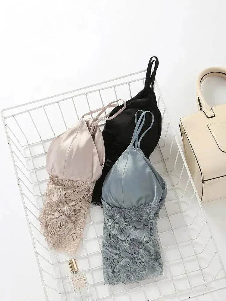 Silk Bra - Wire Free Cups Natural Lace Underwear - LANI SILK 