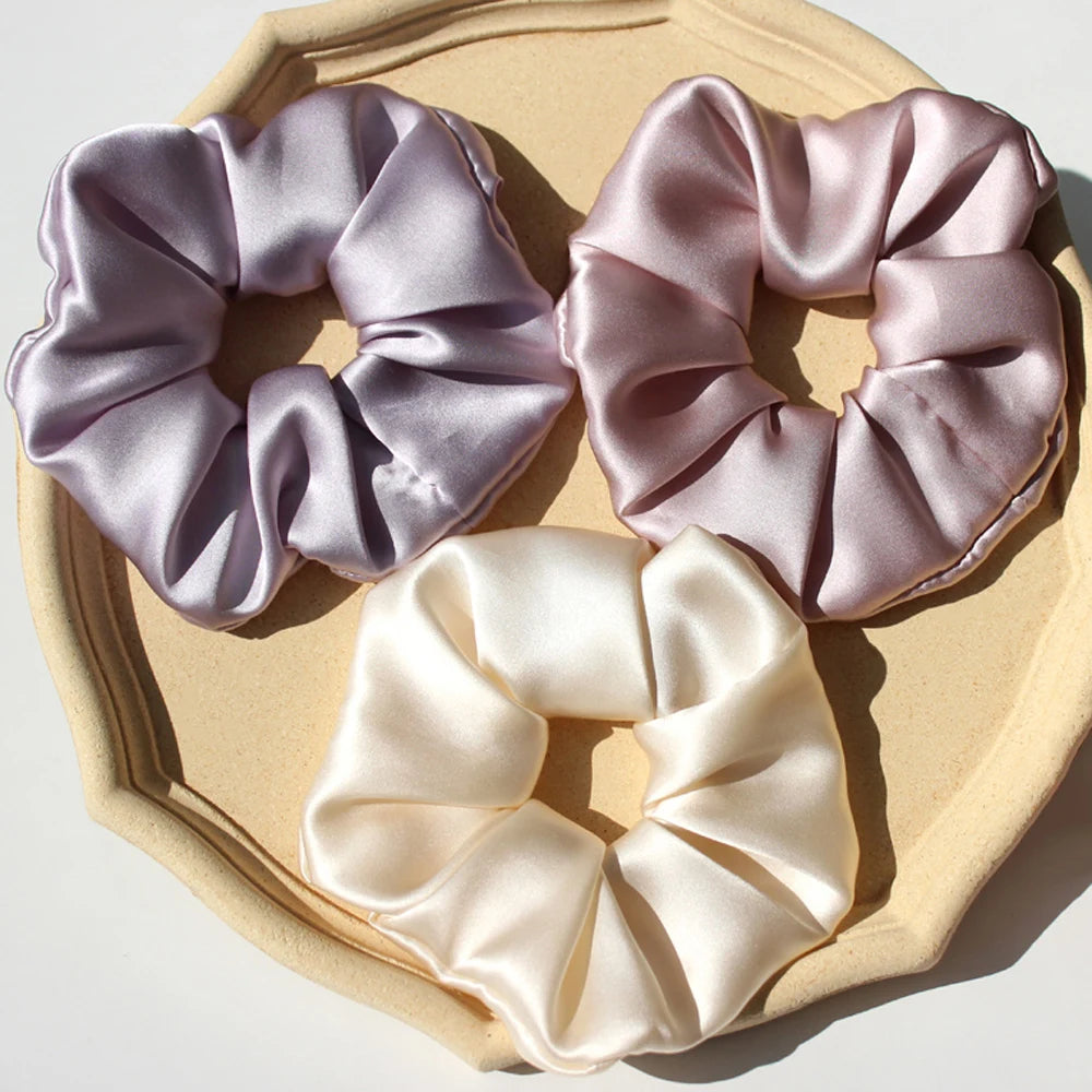 Silk Scrunchies - Hair Ties Elastic Bands Holders for Women