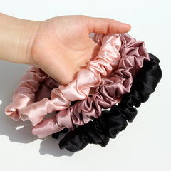 Silk Scrunchies Pure Ruched Pleated Band Bubble Headbands Elastic