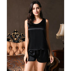 Silk Camisole Sets - Elastic Waist Shorts Soft Sleepwear