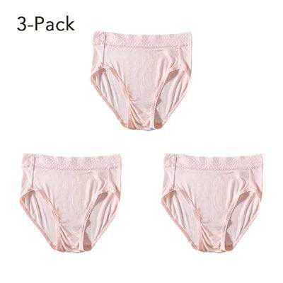 Silk Panties - Real Silk Lace Waist Hipster Briefs Seamless - LANI SILK 