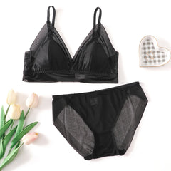 Silk Bra & Panty Sets - 100% Real Silk, Lace, Wire-Free, Thin Padded