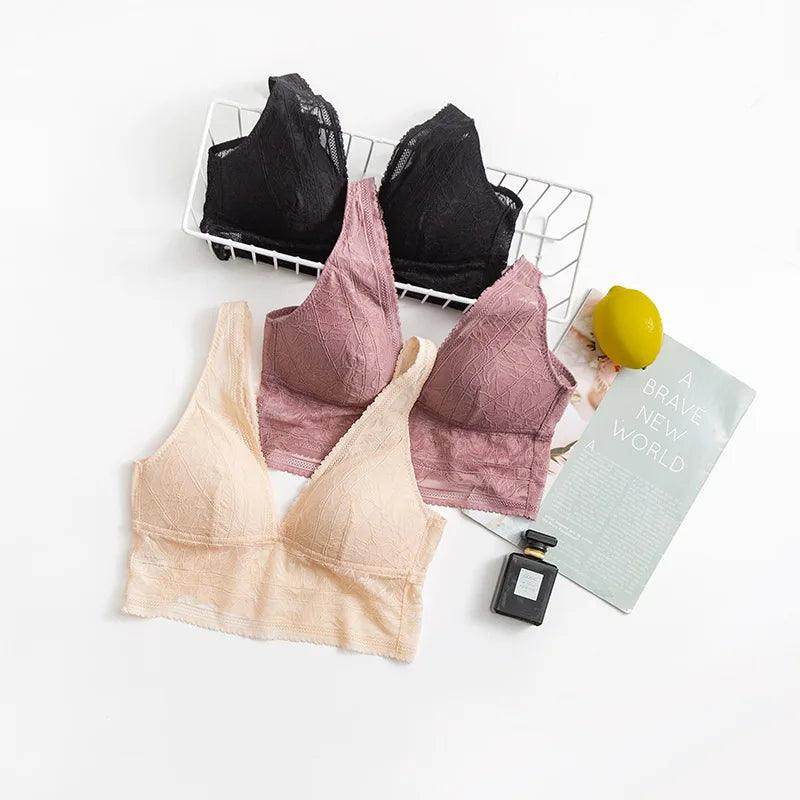 Silk Bra - Lace Wire Free 100% Silk Lining Thin Padding - LANI SILK 