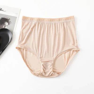 Silk Panties - Natural High Waist Briefs Transparent Underwear - LANI SILK 