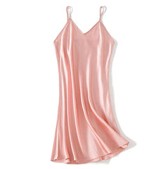 Silk Dress Full Nighties For Women Long Chemise Mini Dress V-Neck