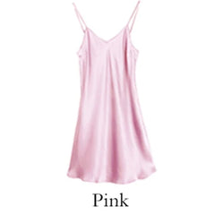 Silk Dress Full Nighties For Women Long Chemise Mini Dress V-Neck