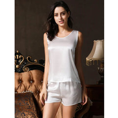 Silk Camisole Sets - Elastic Waist Shorts Soft Sleepwear