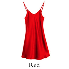 Silk Dress Full Nighties For Women Long Chemise Mini Dress V-Neck