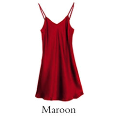 Silk Dress Full Nighties For Women Long Chemise Mini Dress V-Neck