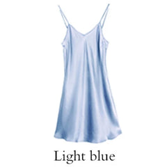 Silk Dress Full Nighties For Women Long Chemise Mini Dress V-Neck