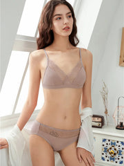 Silk Bra & Panty Set - Lace Thin Padded Comfortable