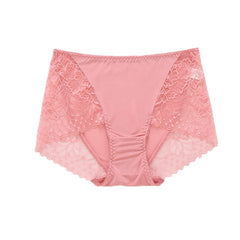 Silk Panties - Lace Mid-Waist Briefs Comfortable