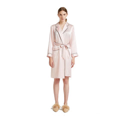 100% Silk Robe with Pocket – Knee-Length Luxury Loungewear for Women