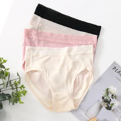 Silk Panties Ladies Hipster Panty Lace Plus Size Seamless Mid Waisted