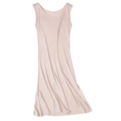 Silk Dress Women Sleep Solid Basic Emptied Slips Sleeveless