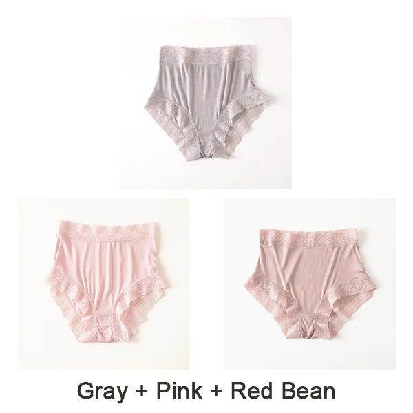 Silk Panties - Natural High Waist Lace Plus Transparent Underwear - LANI SILK 