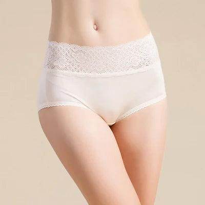 Silk Panties - 100% Natural Silk & Lace High Rise Briefs - LANI SILK 