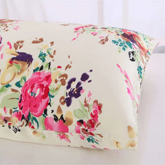 Silk Pillowcases - Floral Print Zipper Closure Standard Size