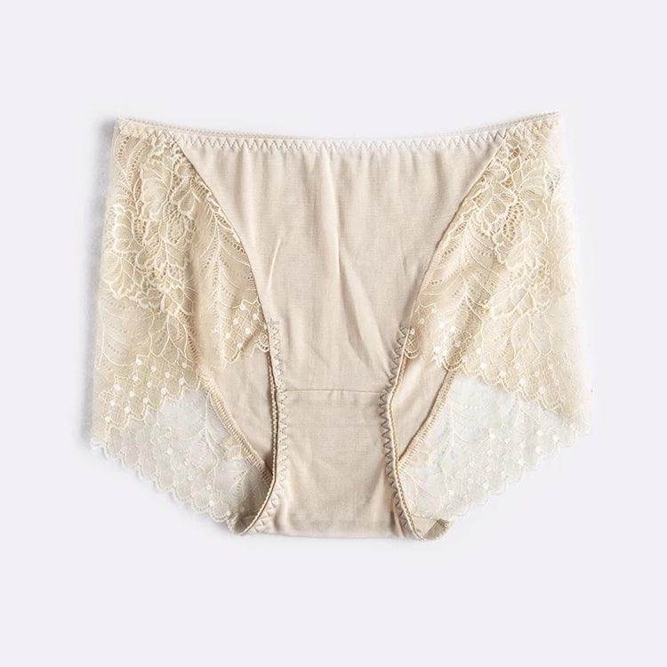 Silk Panties - Lace Mid Waist Briefs Comfortable - LANI SILK 