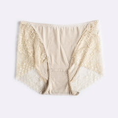 Silk Panties - Lace Mid-Waist Briefs Comfortable