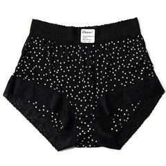 Silk Panties - 100% Natural Mid-Rise Waist Dots Printed Lace Underwear