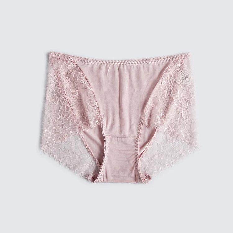 Silk Panties - Lace Mid Waist Briefs Comfortable - LANI SILK 