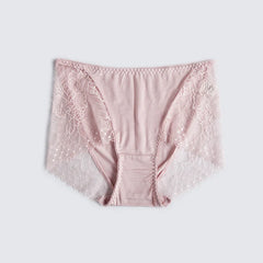 Silk Panties - Lace Mid-Waist Briefs Comfortable