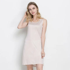 Silk Dress Women Sleep Solid Basic Emptied Slips Sleeveless