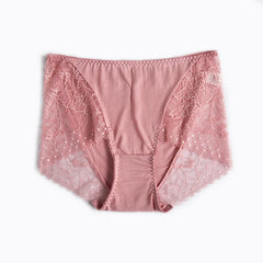 Silk Panties - Lace Mid-Waist Briefs Comfortable