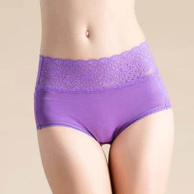 Silk Panties - 100% Natural Silk & Lace High Rise Briefs - LANI SILK 